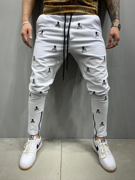 PANTALONI SLIM FIT SKULL WHITE COD : BGAS444