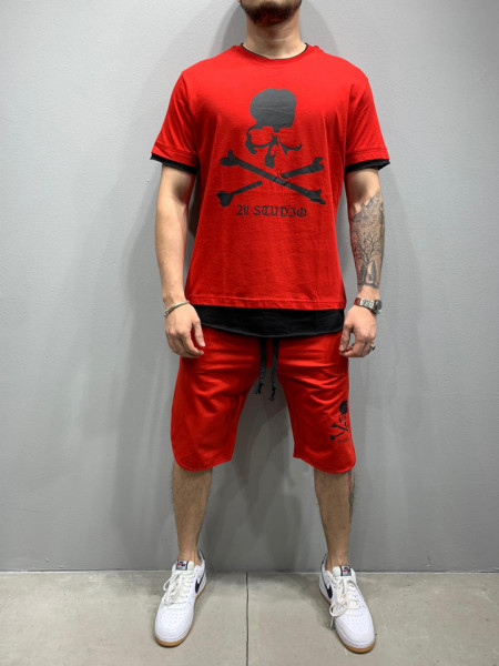 PANTALONI COMPLEU SKULL RED COD : BGAS455