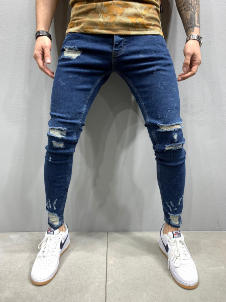 BLUGI SLIM ZGARIATI RUPTI DARKBLUE COD : BGAS431