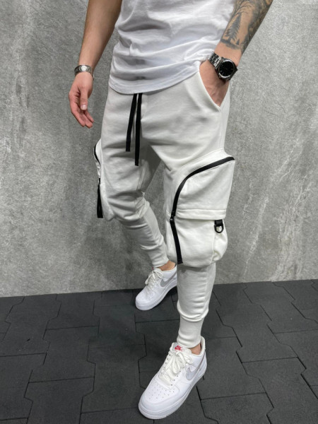 PANTALONI ELASTIC BIG POCKET WHITE COD : BGAS581(5254)