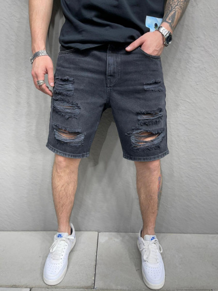 PANTALONI SCURTI DESTROYED BLACK PSAS105(8209)
