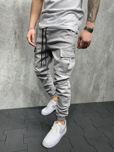 PANTALONI SLIM BUZUNARE LIGHT GREY COD : BGAS549(ES8047)