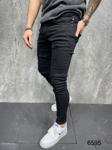 BLUGI SKINNY CLASIC ZGARIATI BLACK BGAS724(6595)