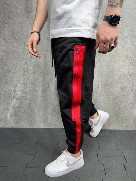 PANTALONI STRIPED BLACK&RED BGAS601(5271)