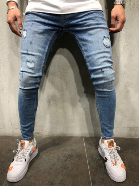 SLIM BLUE SCRATCHED JEANS CODE: BGAS206