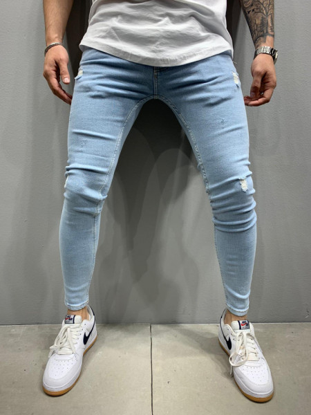 BLUGI SKINNY FIT ZGARIATI BLUEWHITE COD : BGAS454