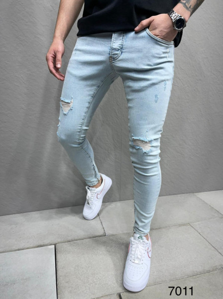BLUGI SKINNY FIT ZIPPER RUPTI BLUE-WHITE BGAS851(7011)