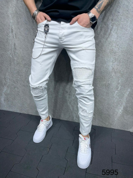 MVP SLIM PATCHES JEANS WHITE CODE : BGAS577(5995)