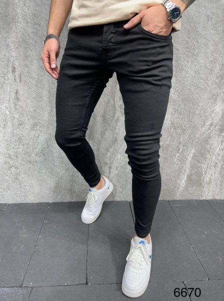 BLUGI SKINNY CLASIC ZGARIATI BLACK BGAS755(6670)