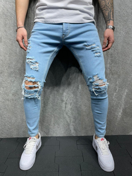 BLUGI DESTROYED SLIM FIT BLUEWHITE COD : BGAS566(5978)