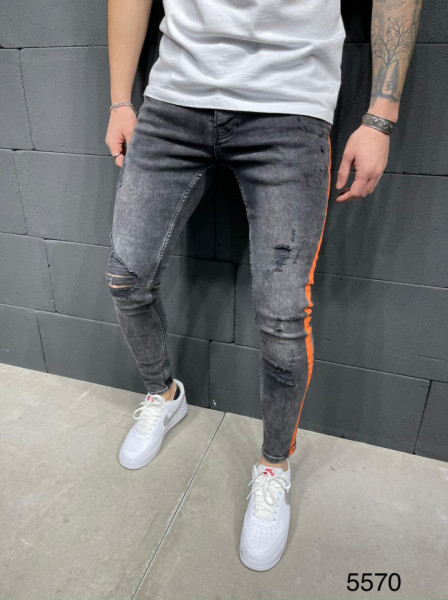 BLUGI SLIM FIT STRIPED ORANGE COD : BGAS558(5570)