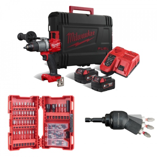 Masina de gaurit si insurubat M18 FDD2-502X, cuplu 135 Nm + set 75 accesorii insurubare + adaptor la unghi
