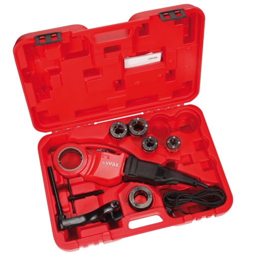 Clupă electrică de filetat cu capete 1/2- 3/4- 1- 1.1/4" în cutie de plastic VIRAX