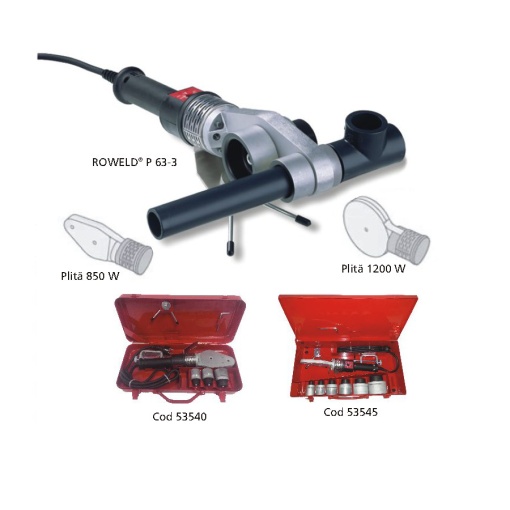 Aparat pentru mufarea prin sudare pentru tevi din PP si PPR, 850 W, între Ø 20 – 63 mm include bacuri 20-25-32