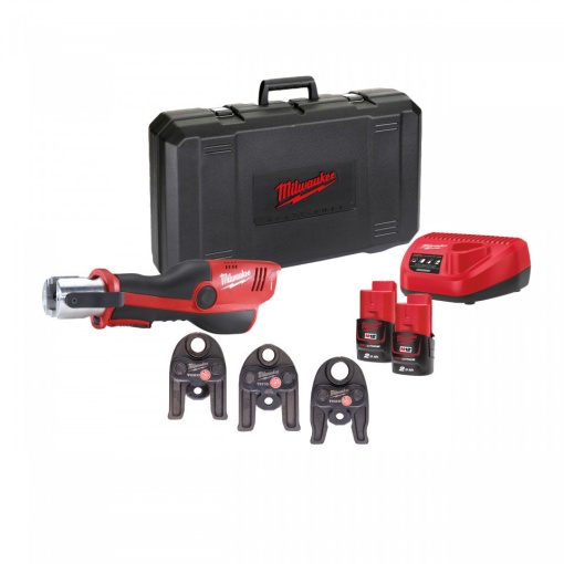 Presă hidraulică Milwaukee M12 HPT-202C TH-SET, preseaza fitinguri 12-35 mm, livrata cu acumulatori, valiza, include bacuri de 16/20/32 mm