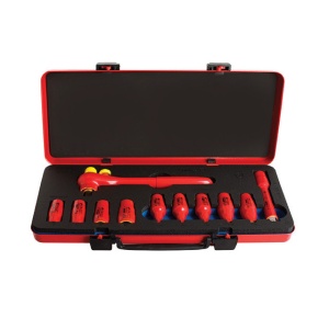190VDE6P11 Set capete chei tubulare izolate la 1000 V si accesorii 1/2" in cutie metalica / 11 piese - 616704