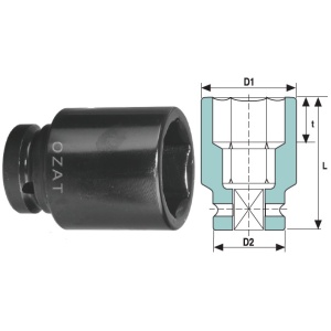 Cap cheie tubulara de impact 3.1/2" 6 laturi, lung 7 13/16"