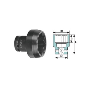 Cap cheie tubulara de impact 3/4" 8 laturi, lung 1 7/8"