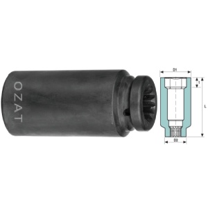 Cap cheie tubulara de impact 5 SPLINE, 6 laturi, lung 2 3/16"