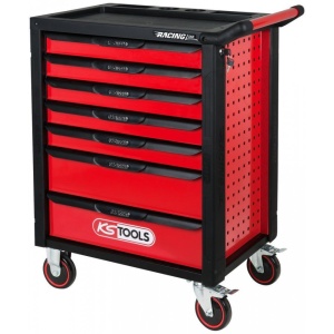 Carucior de atelier KS TOOLS RACINGline NEGRU/ROSU cu 7 sertare si 515 unelte premium