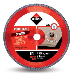 Disc diamantat pt. gresie portelanata, taieri oblice 200mm, TPI 200 SuperPro - RUBI-31966