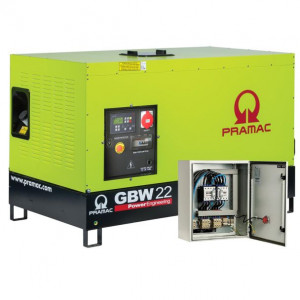 Generator de curent diesel Pramac GBW22Y_S_A, motorizare Yanmar, trifazat, 19 kVA, cu carcasa insonorizanta, panou automat si automatizare LTS