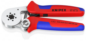 KNIPEX 97 55 14 SB clește de sertizat ferule, cu autoreglaj cu introducere laterală cu manşoane multicomponent cromat 180 mm (carton cu autoservire/în blister)