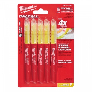 Marker Milwaukee INKZALL galben fosforescent - 5pc, pachet 5 buc