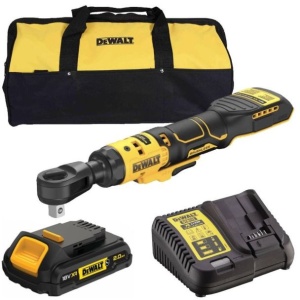 Masina de insurubat unghiulara DeWalt DCF512D1G, patrat 1/2", maxim 95 Nm, cu un acumulator 18V XR / 2.0 Ah versiunea G si incarcator in geanta textila