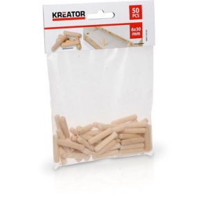 Set 50 bucati cepuri de lemn Kreator KRT110101, 6X30 mm