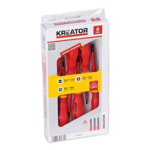 Set 6 surubelnite pentru electricieni Kreator KRT400201, crom vanadiu, complet izolate, certificate VDE