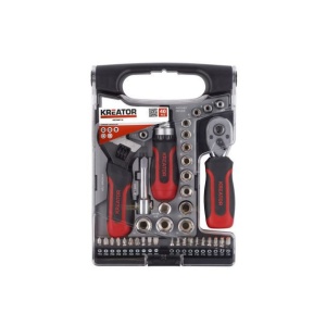 Set chei tubulare 40 piese cu clichet Kreator KRT500116, prindere patrat 1/4" si 3/8"