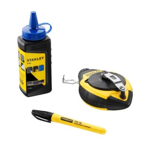 Set de trasat Stanley Fatmax 0-47-681, 30m, creta albastra, marker