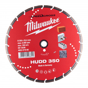 Speedcross HUDD Milwaukee, disc universal pentru materiale dure (Diametru interior disc (mm): 25.4, Diametru disc (mm): 350, Tip: HUDD 350, Înălțime segment (mm): 8)