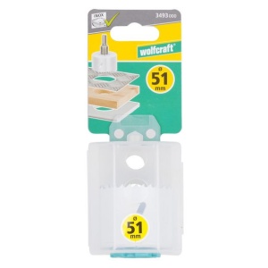 Carota bimetal Wolfcraft 3493000, diametru D 51 mm, adancime de taiere 40 mm, filet 5/8"