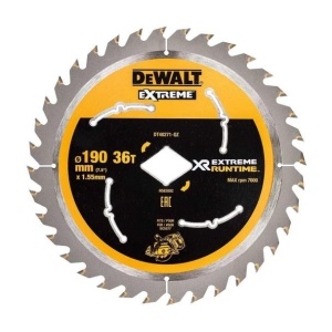 Disc Dewalt DT40271 pentru fierastrau circular, D 190x1.5 mm, 36 dinti, pentru taiere fina, seria Extreme Runtime