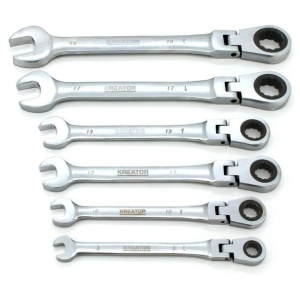 Set 6 chei combinate duble cu clichet, cu cap flexibil Kreator KRT500014