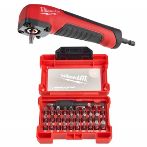 Set biti 32 piese + adaptor la unghi de 90 grade Milwaukee