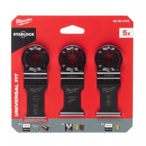 Set pânze pentru lemn și metal (5 buc) [ 1 x 48906011: pânză pentru lemn cu intrare directă 3C 35 x 42 mm, 2 x 48906021: pânză pentru lemn cu cuie BiMetal 35 x 42 mm, 2 x 48906031: pânză multimaterial BiMetal 28 x 47 mm ]