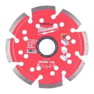 Speedcross AUDD Milwaukee, asfalt, beton moale, materiale constructii (Diametru interior disc (mm): 22.23, Tip: AUDD 115, Diametru disc (mm): 115, Înălțime segment (mm): 10)
