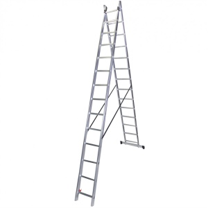 STR214 Scara dubla aluminiu, 2×14 trepte, 386 cm
