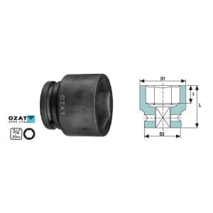 Cap cheie tubulara de impact 3/4" 6 laturi, scurt 1 1/8"