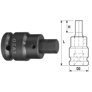 Cap cheie tubulara de impact 3/4" cu profil hexagon exterior, 2 piese 16