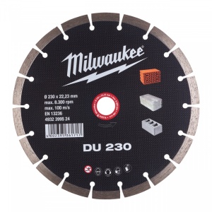 Disc diamantate DU Milwaukee, disc generalist pentru materiale constructii Ø 230 mm, segment 10 mm, interior 22.23 mm