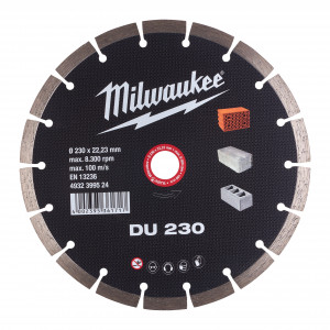 Discuri diamantate DU Milwaukee, disc generalist pentru materiale constructii (Diametru interior disc (mm): 22.23, Tip: DU 230, Diametru disc (mm): 230, Înălțime segment (mm): 10)