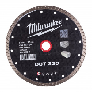 Discuri diamantate DUT Milwaukee, viteza TURBO in materiale constructii (Tip: DUT 230, Diametru disc (mm): 230)