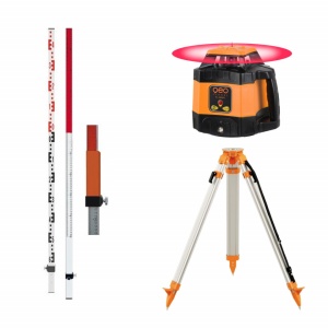 Kit complet Geo Fennel FL 220HV - nivela laser rotativa cu trepied + trepied + mira 2.4 m, pana la 400 metri diametru