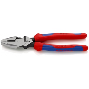 KNIPEX 09 12 240 Patenti Combi cu parghie mare "Lineman's Pliers" model american cu manşoane multicomponent vopsit negru 240 mm