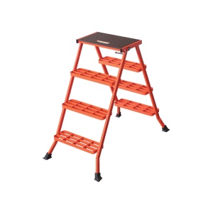 Scara dubla pliabila LESCABO din otel, 2 tronsoane - H 90 cm
