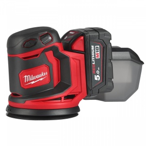 Slefuitor orbital cu acumulator Milwaukee M18 BOS125-502B, disc 125 mm, livrat cu acumulatori, geanta